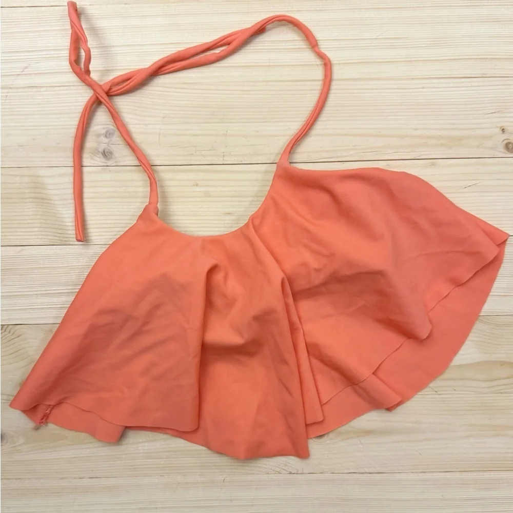 Kortni Jeane Orange Ruffle Swim Top Girls Size 2/3 Halter Bikini Top Summer
